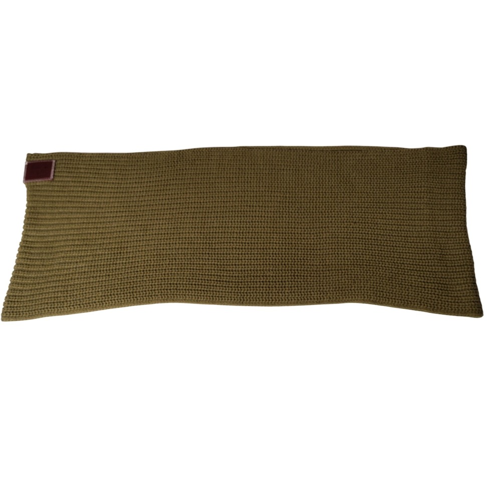 Love Your Melon Olive Green Chunky Ribbed Knit Infinity Scarf Leather Logo Patch